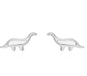 Serie de dinosaurios Pendientes lindos chapados en oro de plata esterlina 925