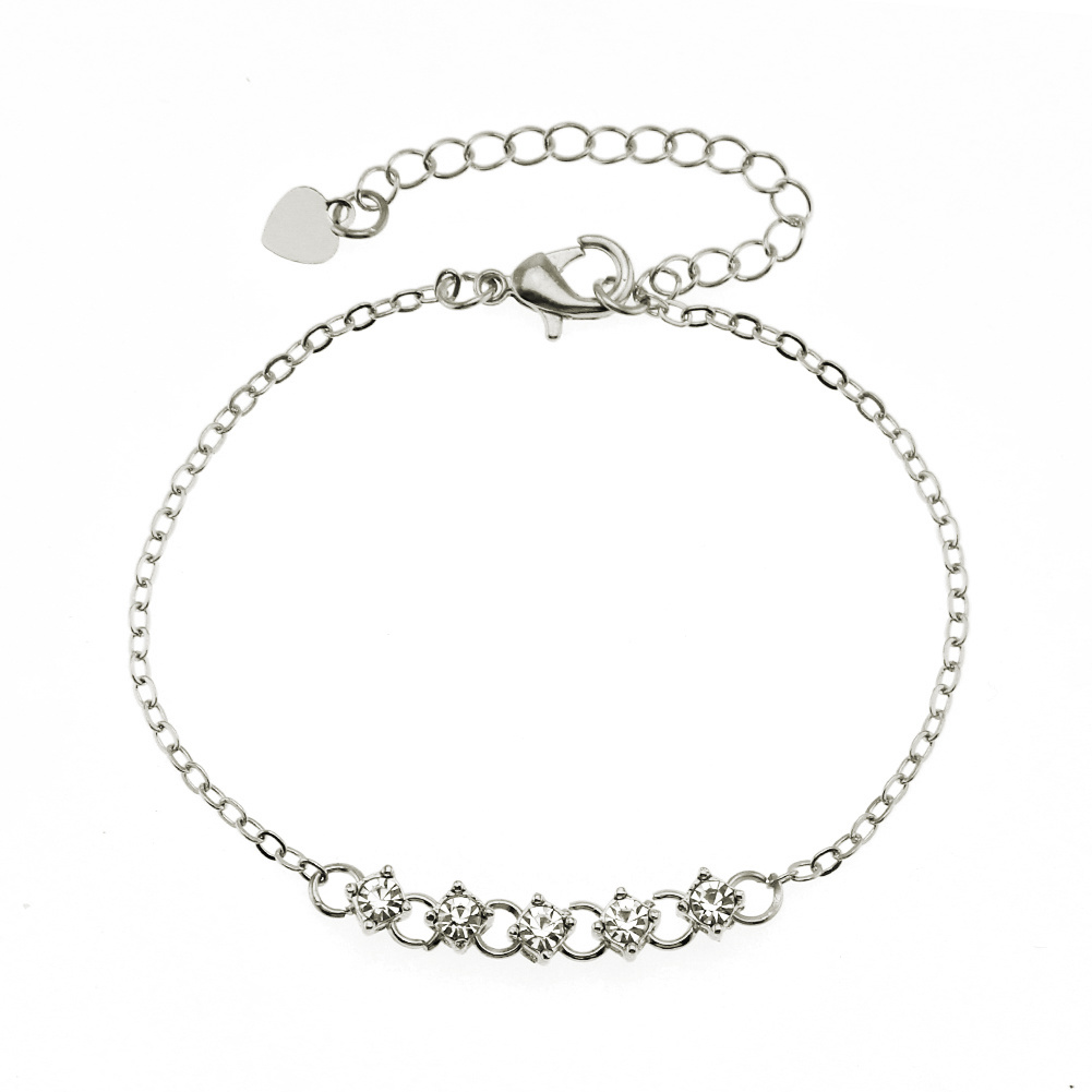 Pulsera de cadena de garra de diamantes de imitación huecos de moda pulsera de cuerda de cuentas simples