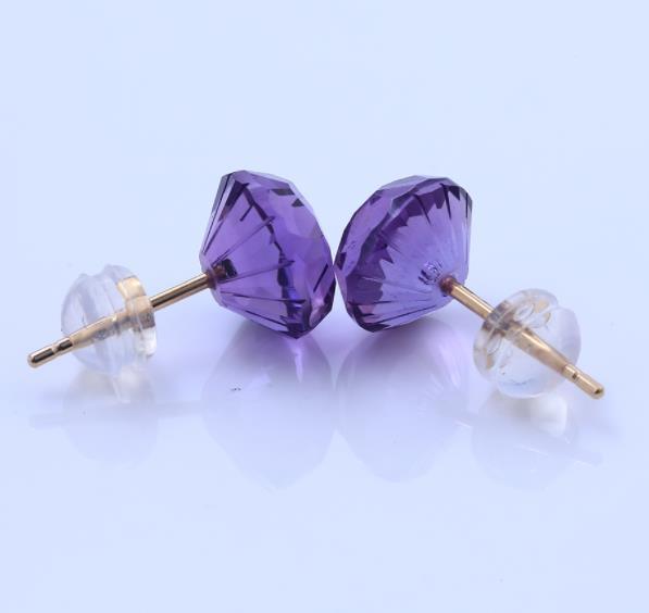 Pendientes minimalistas de amatista Pendientes de moda chapados en plata de ley 925