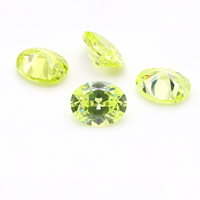 3EX Verde Manzana 5A Oval Zirconia Cúbica