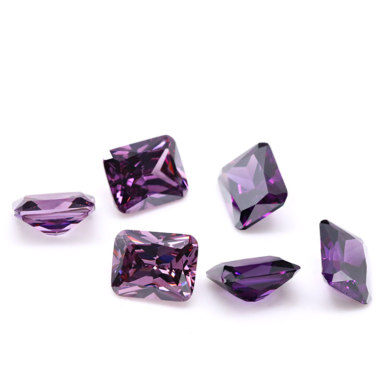 Fucsia 3A Crystal DEF Color VVS 3EX Rectangular Cubic Zirconia