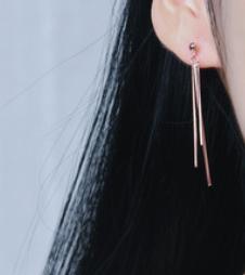 Pendientes de moda para mujer chapados en oro de plata de ley 925 con borla simple