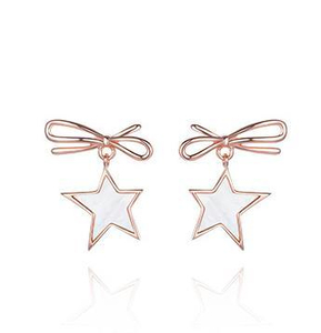 Pendientes Bow Star Pendientes de perlas para mujer chapados en plata de ley 925