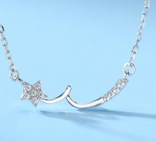 Nuevo collar femenino de cadena 925 conjunto de joyería de estrella de plata esterlina