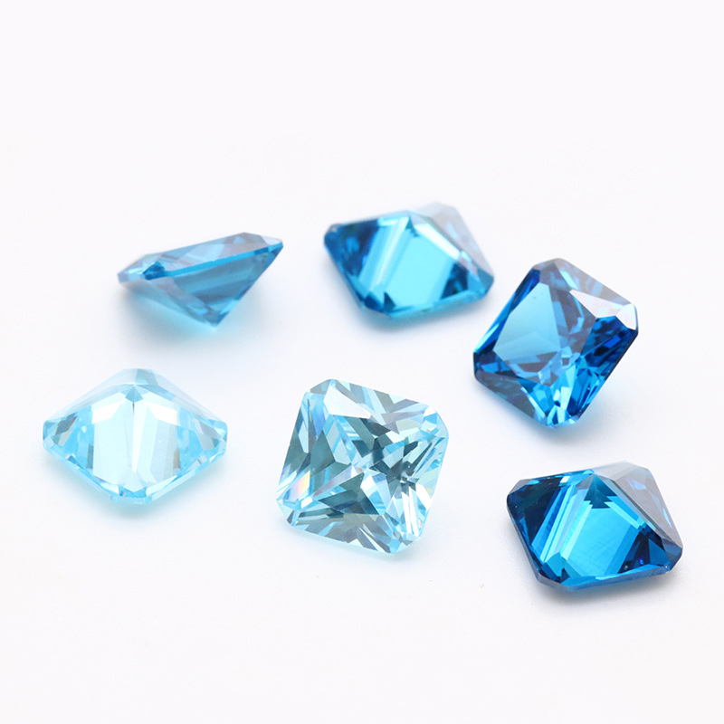 Venta al por mayor de fábrica 3A Gema artificial Blue Cubic Zirconia