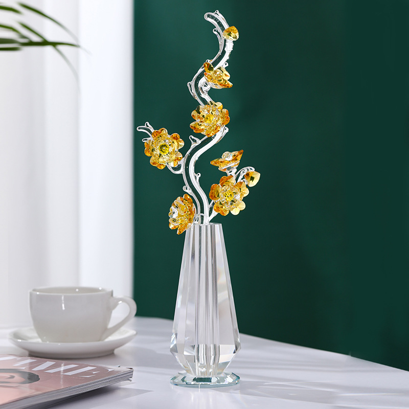 Conjunto de adornos de flor de ciruelo de cristal transparente Adornos Artesanía de cristal