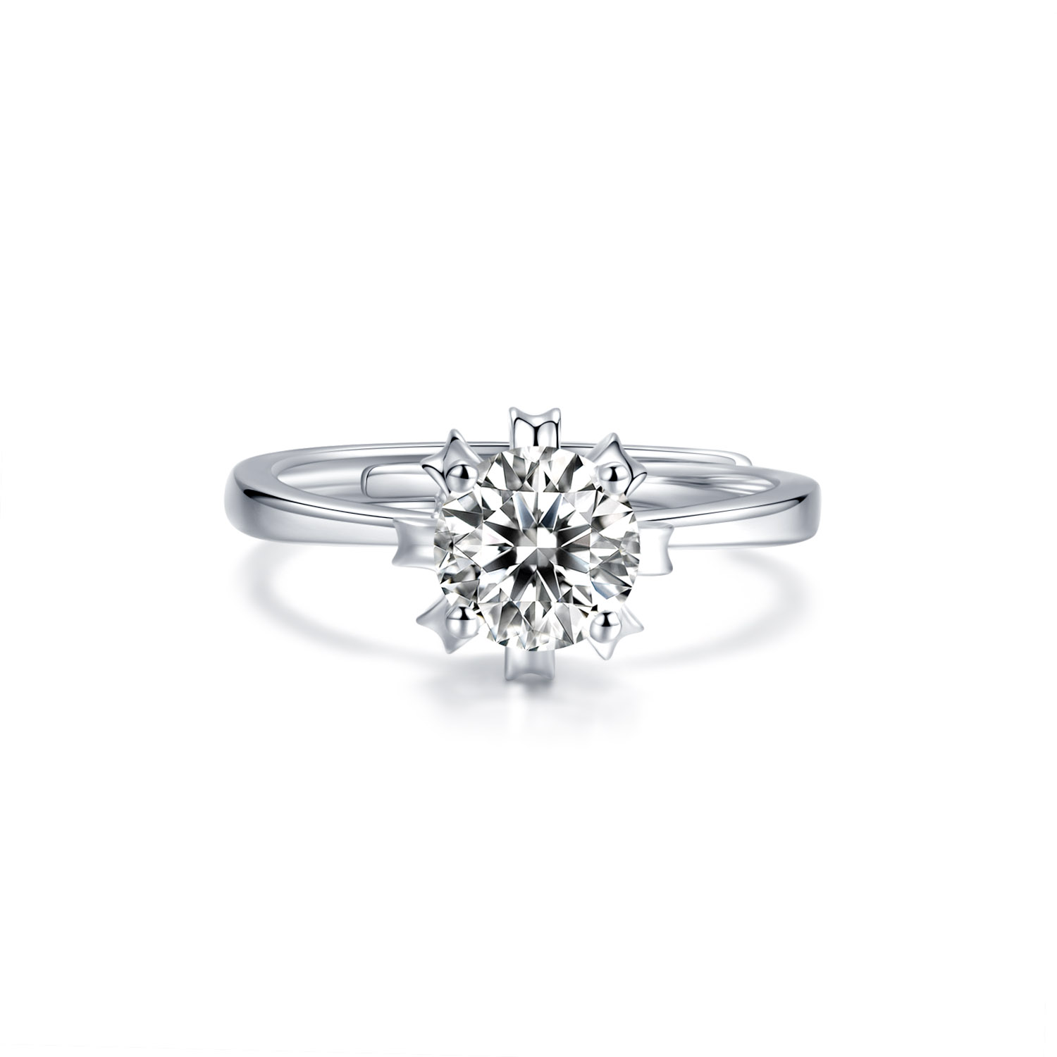 Crown Ring Support VVS Moissanite 925 Anillo de platino plateado