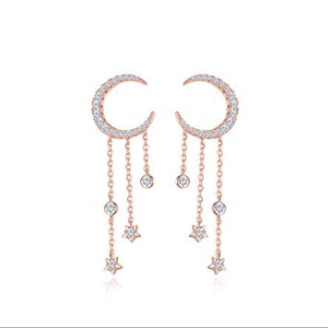 Pendientes lindos de mujer chapados en plata esterlina 925 Moon Swing