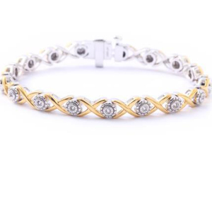 Pulsera de plata de ley con diamantes naturales joyas amarillas chapadas en oro