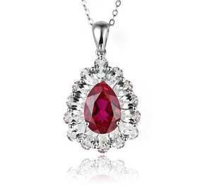 Colgante de plata esterlina con rubí rojo creado Colgante de plata con rubí rojo para mujer Colgantes de regalo