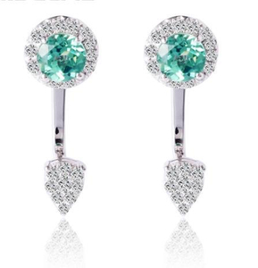 Pendientes de plata esterlina con gema verde Joyas exquisitas Pendientes de boda con gema verde brillante S925