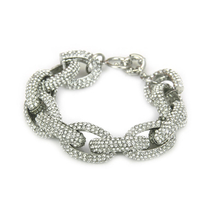 Collar de Cadena Gruesa con Cristal Plata