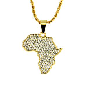 Collar de hip hop del continente africano con colgante de cristal