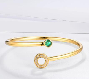 Brazalete Abuela Esmeralda Mujer Oro 18K Regalo Romántico Compromiso