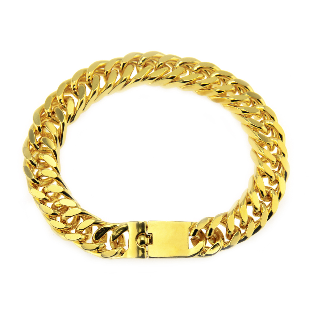 Hip Hop Rapper Overbearing Pulsera de oro cubano Joyas Pulsera exagerada Pulsera