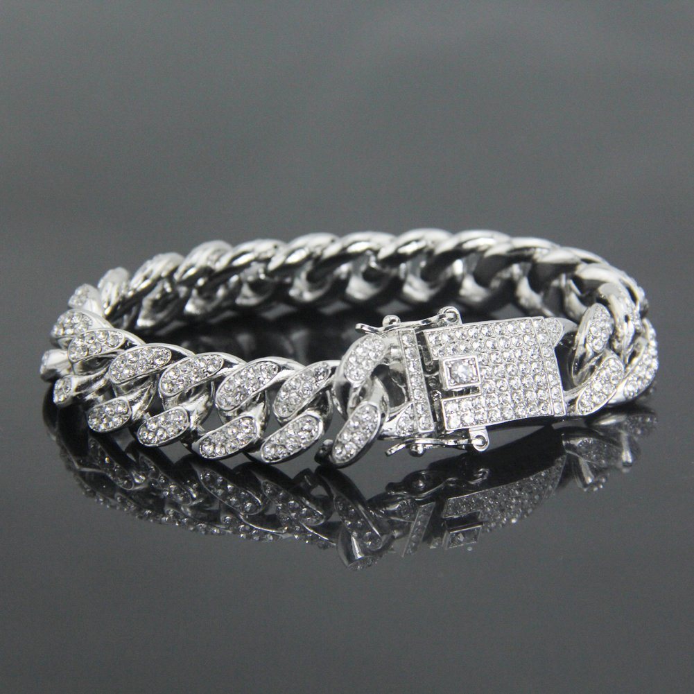 Moda Hip Hop Jewelry 12 mm de espesor Micro Shop Shiny Zircon Cuban Men's Bracelet