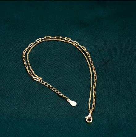 Nueva versión coreana S92 Pulsera de plata esterlina Temperamento simple Cadena femenina Pulsera de estilo retro