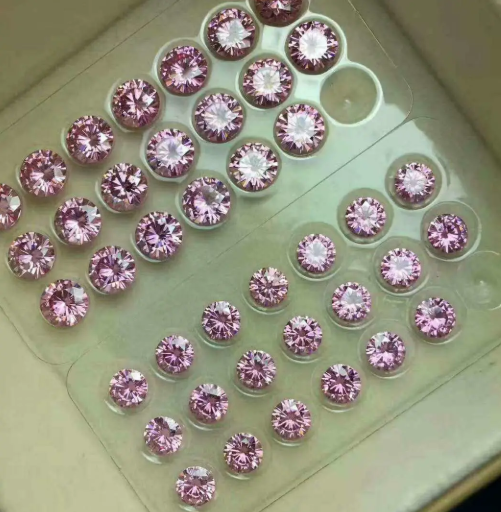 Moissanite de corte brillante redondo DEF de alta calidad rosa de 9,0-10,0 mm para la fabricación de joyas