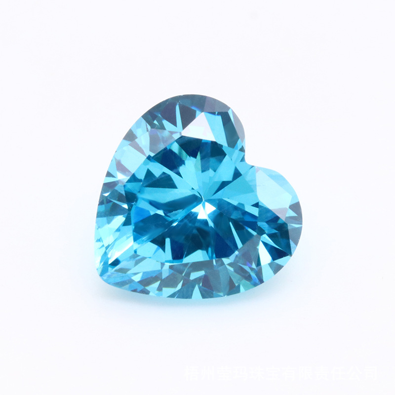 Venta al por mayor de fábrica 3A Blue Heart Cut Cubic Zirconia