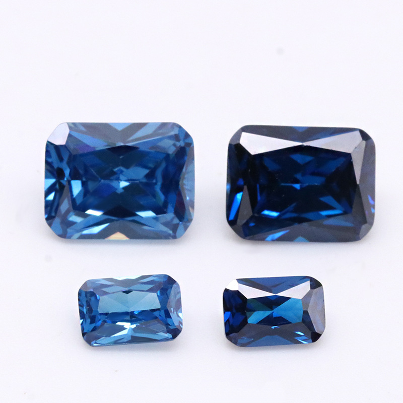 Elegante circonita cúbica rectangular de alta calidad azul oscuro 3A